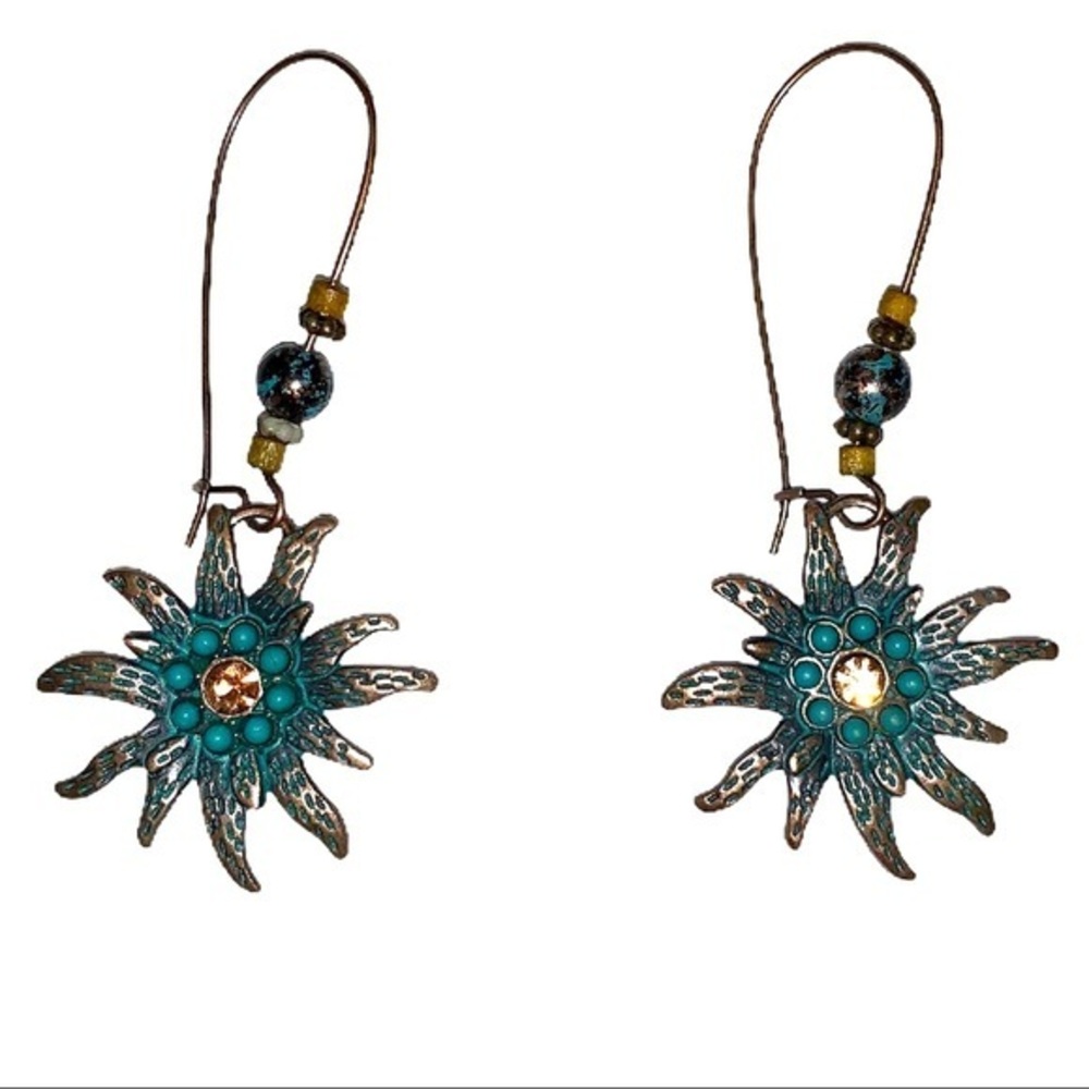 Brass & turquoise lightweight BOHO dangle earrings